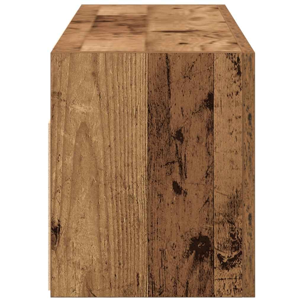 vidaXL Bad-Wandschrank Altholz-Optik 80x25x30 cm Holzwerkstoff, Hängeschrank, Badezimmer-Schrank, Wand-Schrank