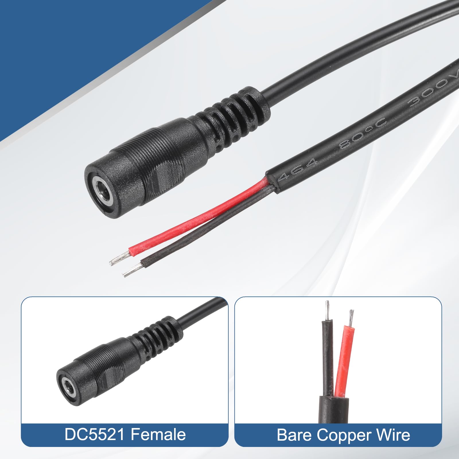 DC 5,5 mm Female-Stecker mit Klemmen für 2-adriges Kabel