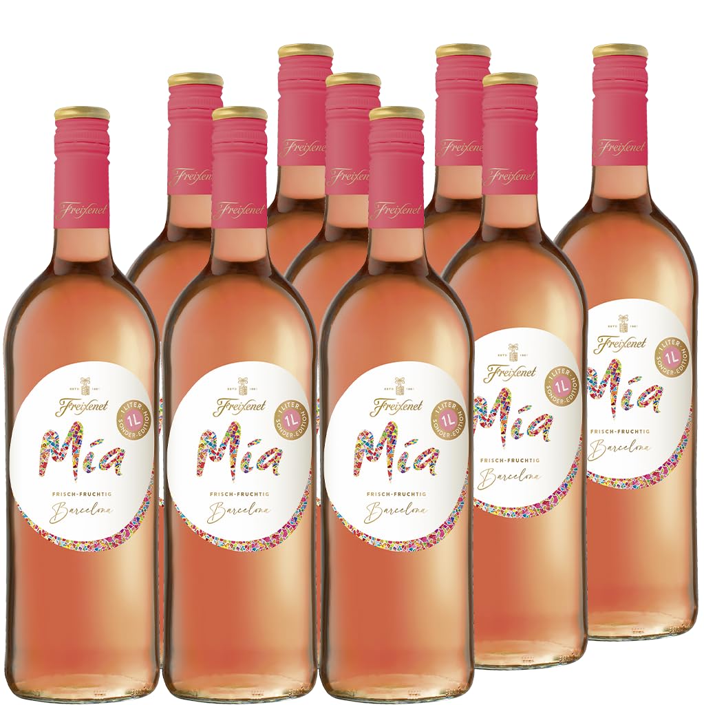 Freixenet Mia Rosado Spanischer Roséwein (9x1,0l) Set - 1,0 Liter Sonder-Edition - Rose, Wein, halbtrocken, jugendlich lebendig und fruchtig-frisch, zu Meeresfrüchten und Fisch oder als Aperitif