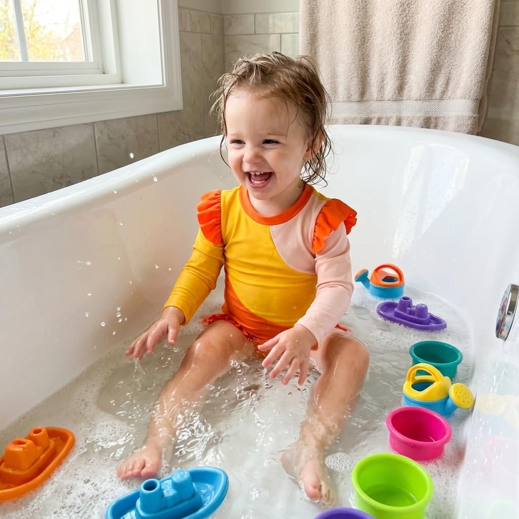 WISREMT Toddler Girl Swimsuit - UPF 50+ Long Sleeve Rash Guard One Piece with Zipper for Baby Beach Pool Sun Protection - Image 3