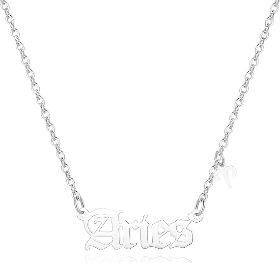 Zodiac Necklace,Zodiac Sign Pendant Necklace for Women,18K Gold Plated