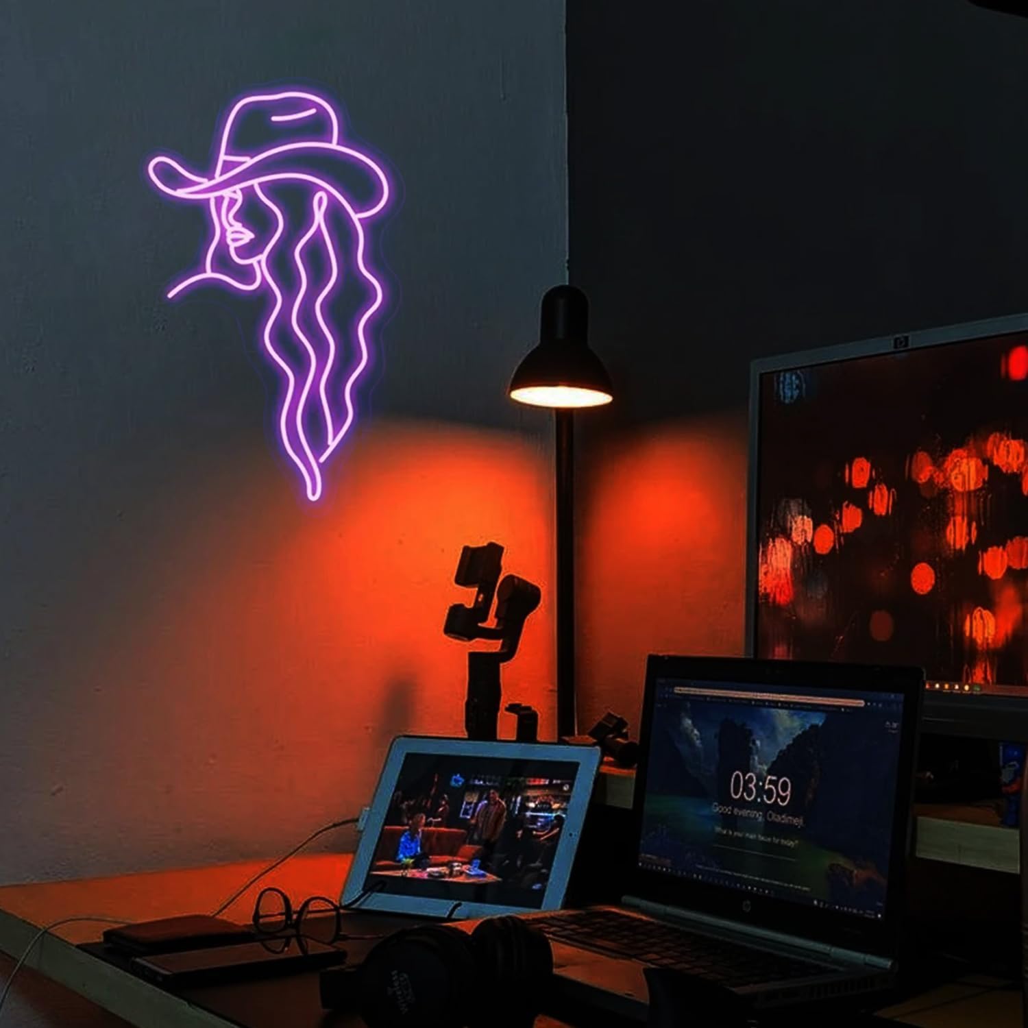 Cowgirl Hat Neon Sign LED Western Girl Neon Light Wall Decor for Bedroom Living Room Home Bar Dormitory Pub Shop Birthday Party Gifts 20inches