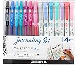 Zebra Pen MILDLINER Dual Tip Highlighter Journaling Set, Gel Pens & Pastel Highlighters Multipack, Broad & Fine Tip Markers & Highlighters, Double Ended Pens, Assorted Colours, 14pc