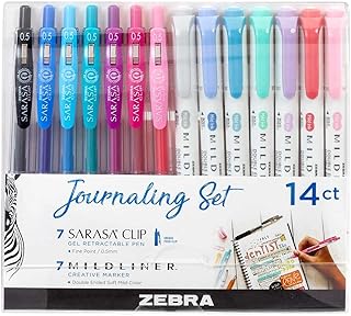 Zebra Pen Journaling Set, 14-Pack Assorted Colors, Includes 7 Mildliner ...