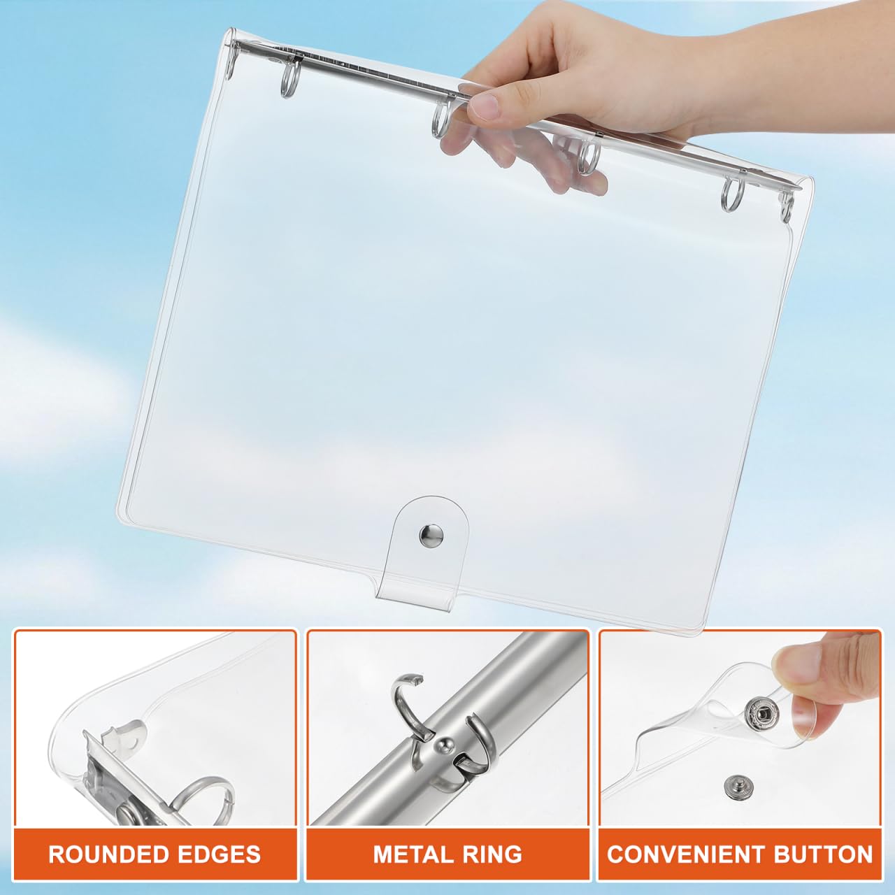 Healeved Transparentes A4 Ringbuch Notebook Cover Aus Kunststoff Mit 4 Ringen Für Büro Und Schule Notizbuch Hülle Schützt Planer Und Dokumente Einfach Zu Öffnender Ringordner Organizer