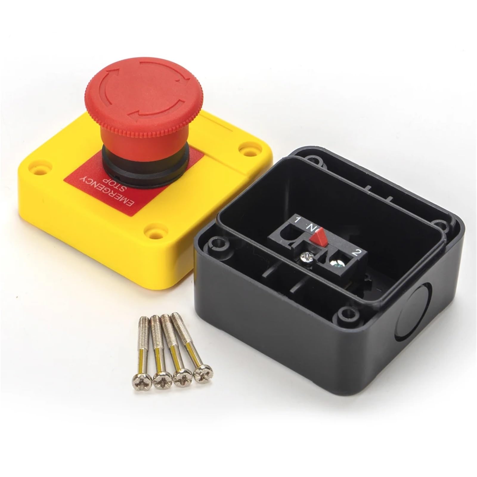 Interruptor pulsador de parada de emergencia con cabezal hongo, caja de control for elevadores, normalmente abierto y cerrado, XAL-J174H29