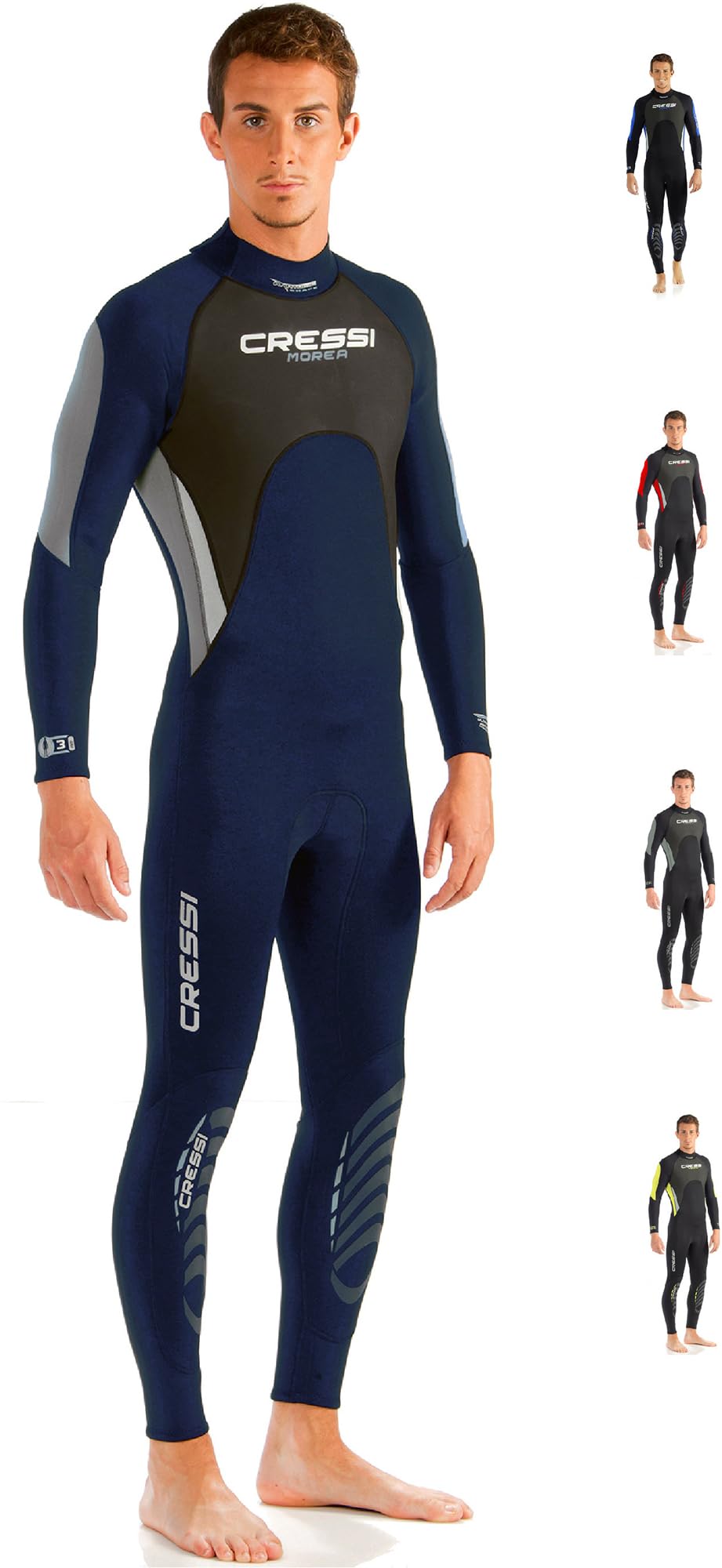 Cressi Men's Morea Man 3mm Premium Neoprene Full Length Wetsuit, Blue/Grey/Silver, XXL UK โ image 1