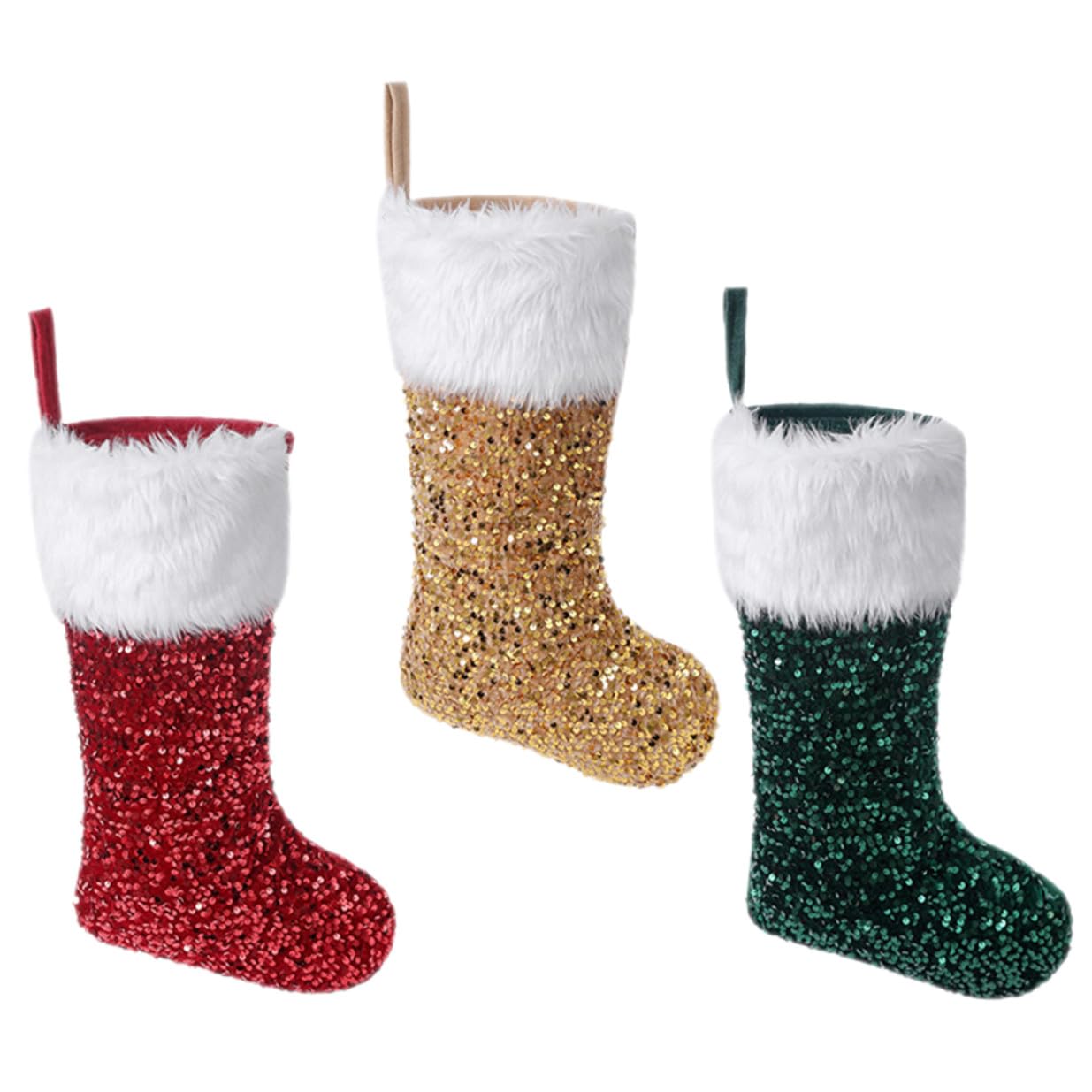 Pochette cadeaux de Noël en peluche et sequins pour bonbons et surprises enfants