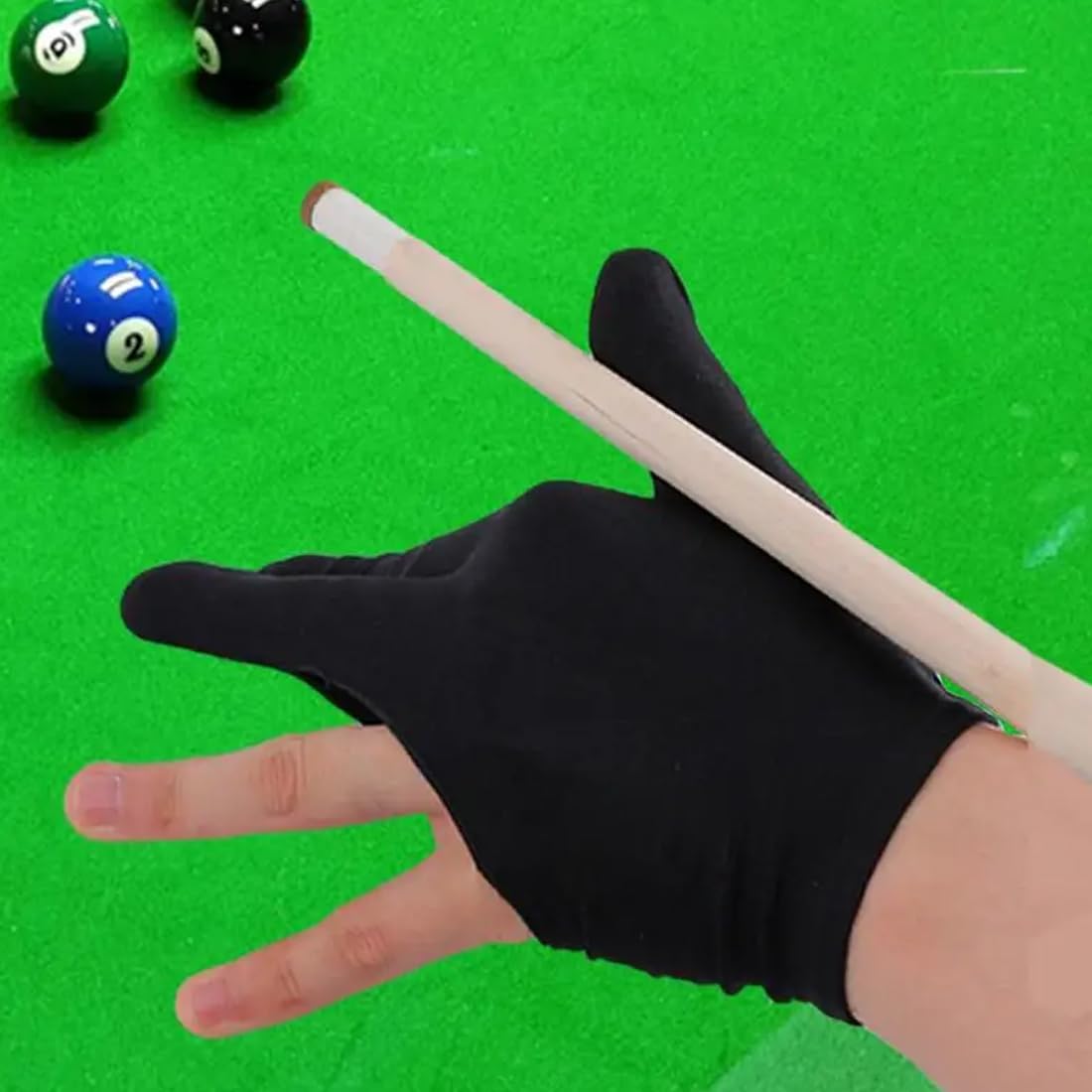 Guanti Da Biliardo A Tre Dita - 2 Pezzi Nero, Antiscivolo, Per Snooker E Carrom - Foto 10