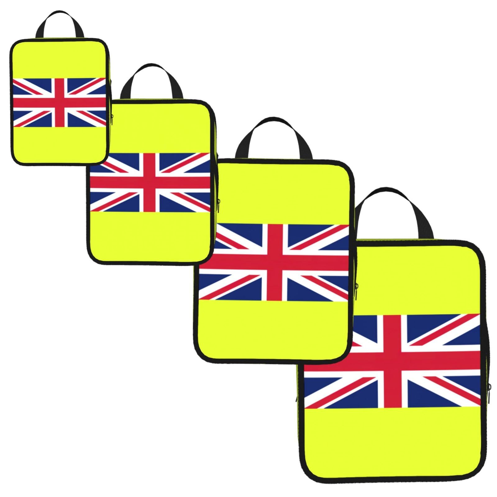 British flag Print 4 Set Compression Packing Cubes for Suitcases,Expandable Storage Bag Organizers