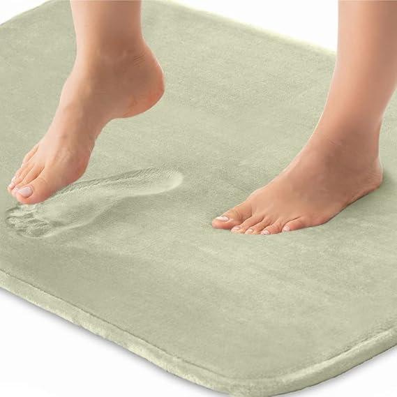 Gorilla Grip Thick Memory Foam Bath Rugs, Soft Absorbent Velvet Bathroom Mats, Durable Dots on Underside, Machine Washable Bathmat, Carpet Rug Room Decor for Shower Floor, 30x20 Mat, Sage