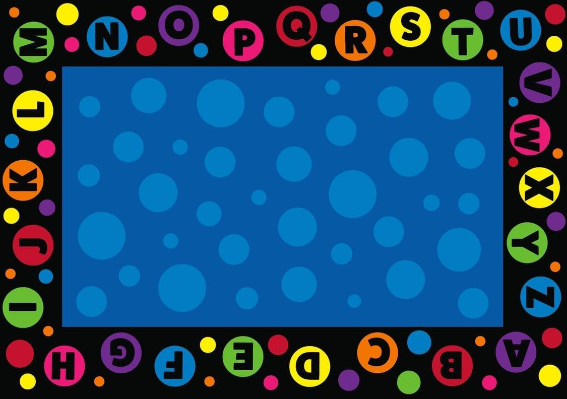 Alphabet Bubbles Classroom Rug 4' x 6' Rectangle, Educational Classroom Rug, Kids Learning Play Mat | Area Rug for Bedroom or Playroom