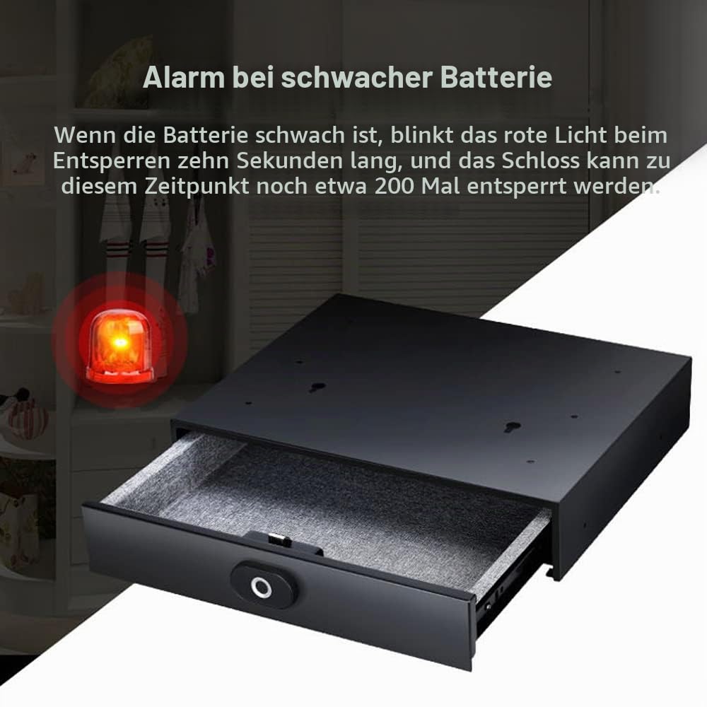 Biometrischer mit Fingerabdruck-Sensor, Touch-Display, Versteckte Schublade für Bargeld, Schmuck, Dokumente, Sicherheitsbox für Zuhause, Büro, Reisen