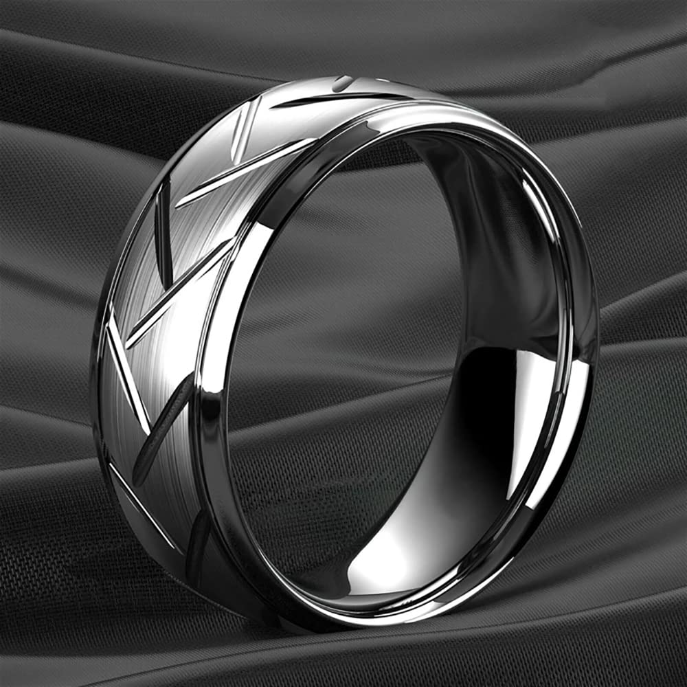 ZENSE - Bague homme argentée brillante avec rainures ZR0176