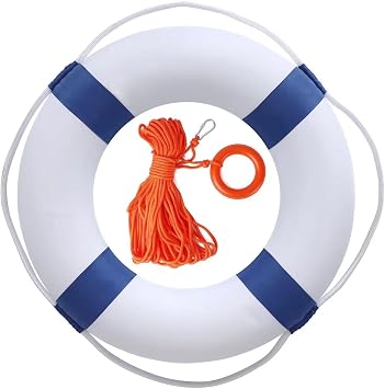 20 Inch Pool Safety Life Preserver Throw Ring Buoy for Swimming- Swim Foam Rings with 98.4FT Water Floating Lifesaving Rope