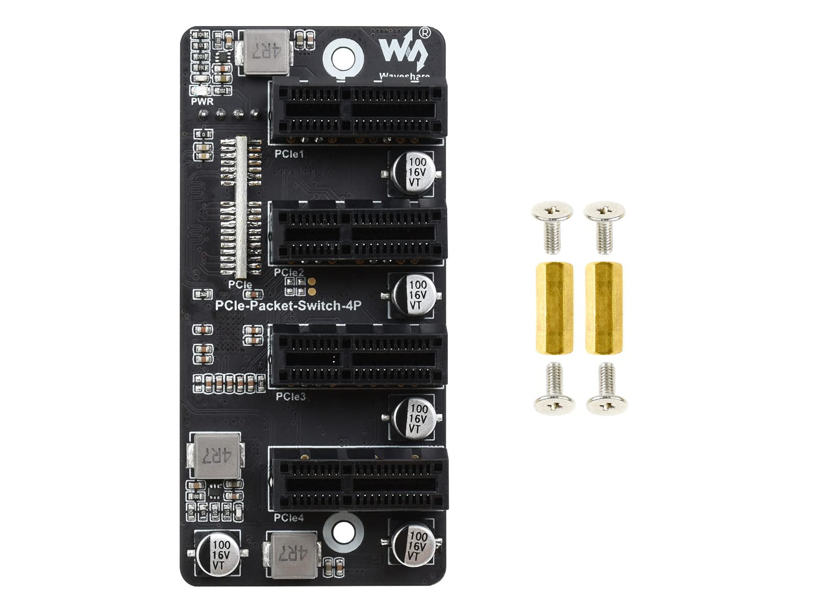 Waveshare Extended 4-Ch PCIe Gen 2 ×1 Expander Stable Performance Driver-Free Plug & Play