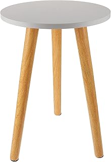Tomaibaby Side Table Small Round Wood Sofa Table End Tables Accent Nesting Coffee Table Floor Desk for Home Office Bedroom Balcony Furniture White 29X42cm