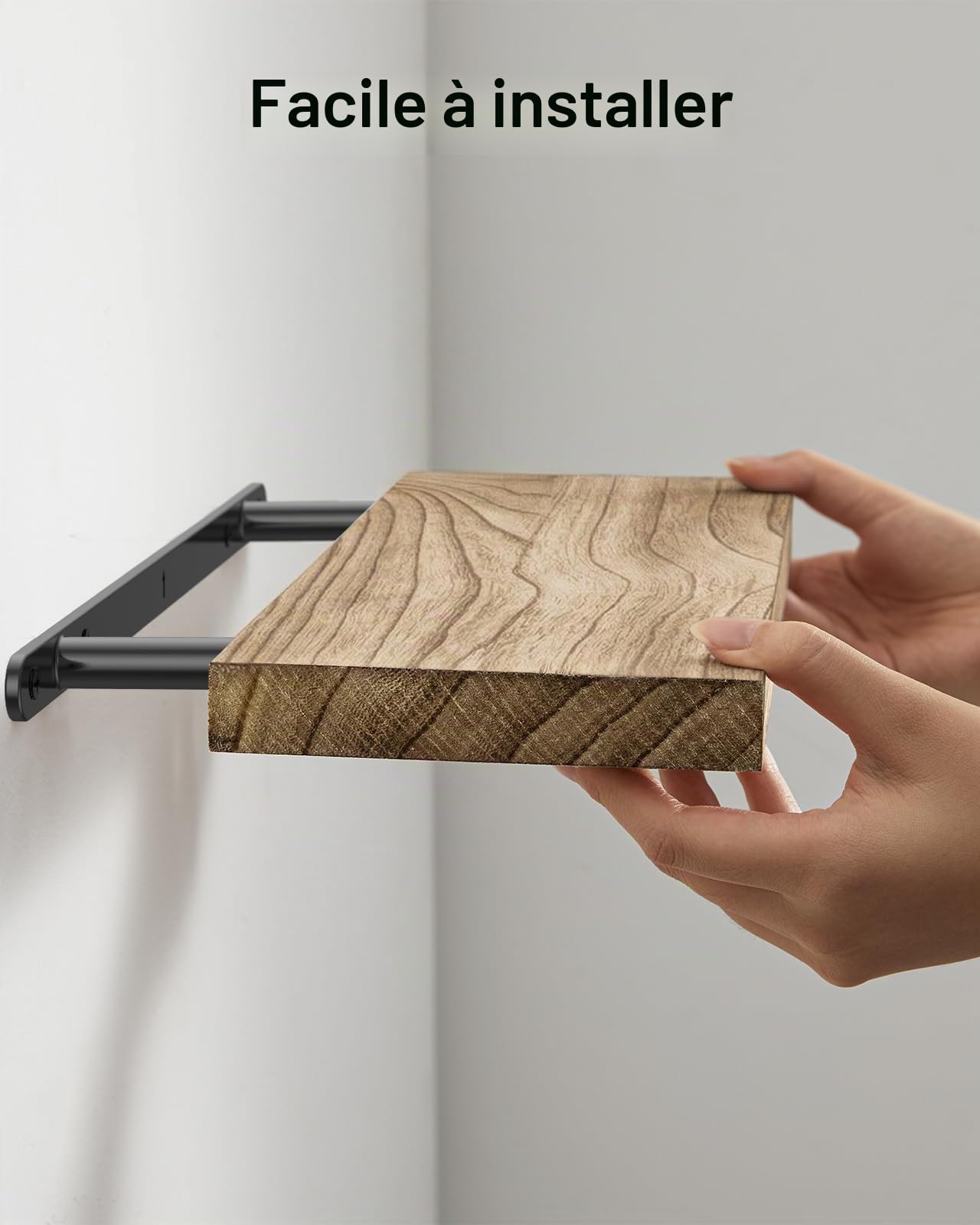 Pipishell Étagères Murales, Etagere Murale de 40 cm, étagères murales en Bois de Paulownia, Ensemble de 4 étagères en Bois pour Salle de Bain, Chambre, Bureau, Salon, Cuisine, etc. (Brun Clair)