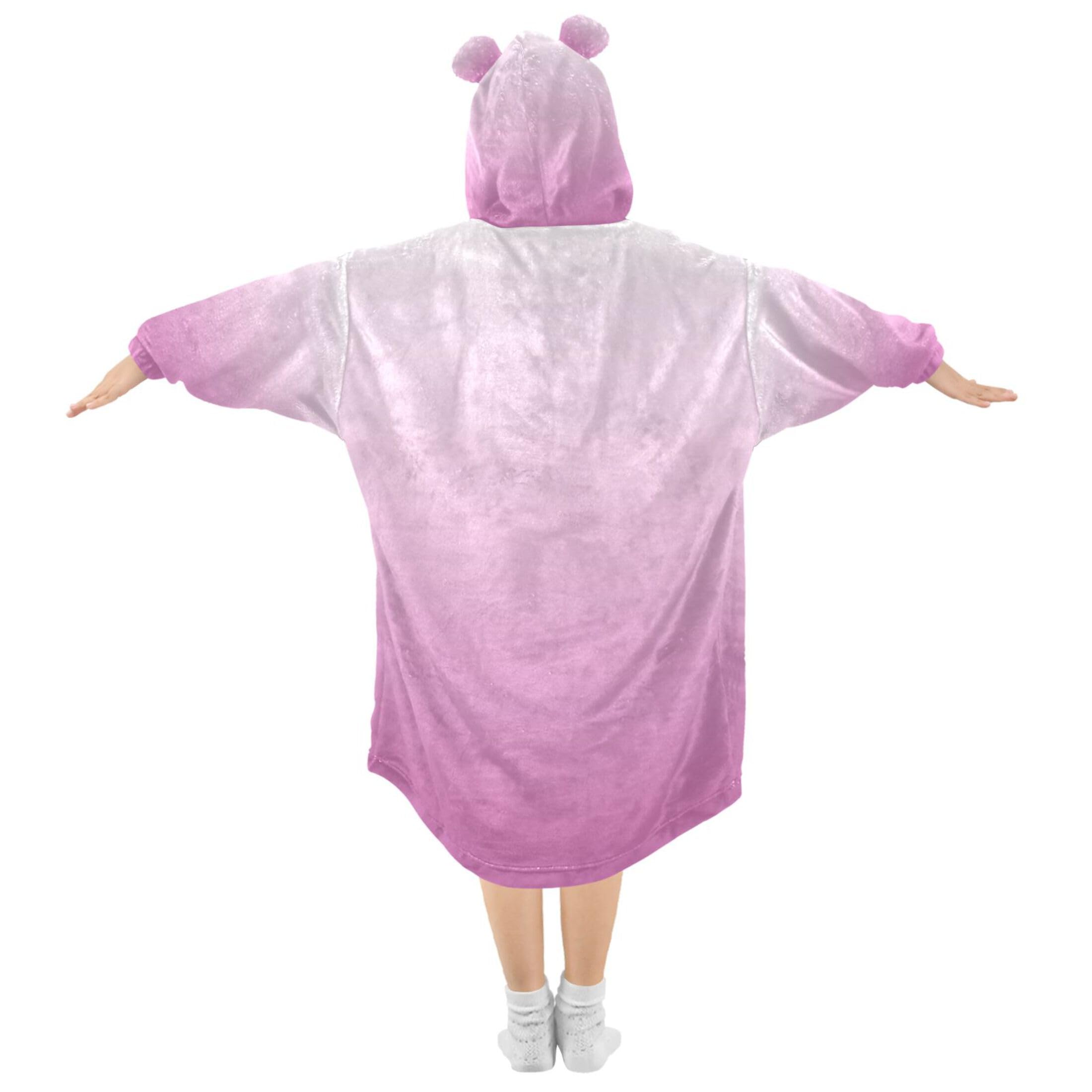 S Husky Gradient Deep Blue Purple Wearable Blanket Hoodie for Kids Oversized Blanket With Pocket Old Girl Cute Hoodies Gift