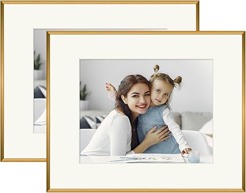 Golden State Art, Marco de fotos de aluminio de 16 x 20 pulgadas con paspartú de color marfil para fotos de 11 x 14 pulgadas, montaje en pared, disponible en Yaxa Peru
