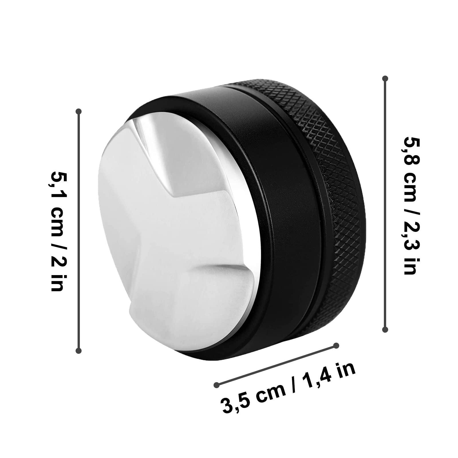 Dystrybutor, stal nierdzewna 304, czarny poziomownik 51 mm, narzędzie do poziomowania mielonej kawy