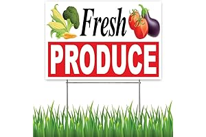 18x12 Inch FRESH PRODUCE Lawn Yard Sign with Stake wb1s