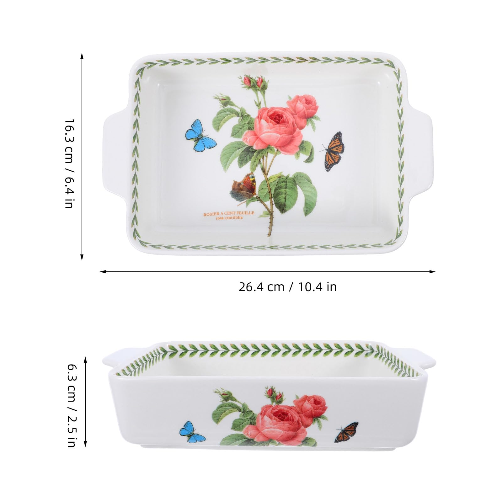OSALADI Prostokątna ceramiczna forma do pieczenia z podwójnym uchem,