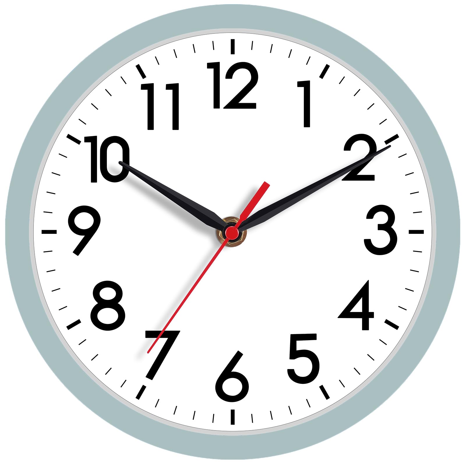 AKCISOT 8 Inch Wall Clock, Silent Battery Operated Analog Clock, Blue Gray