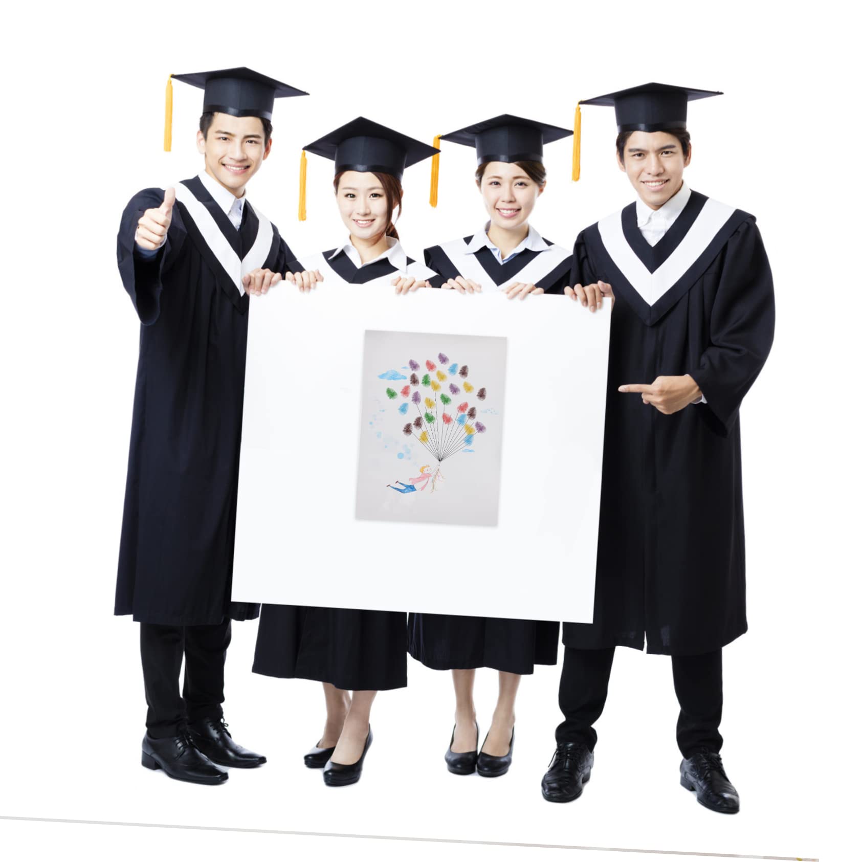 4stücke Fingerprint Balloon Gästebuch Für Hochzeit Und Feierlichkeiten Kreatives Signierbild Zur Erinnerung An Besondere Momente