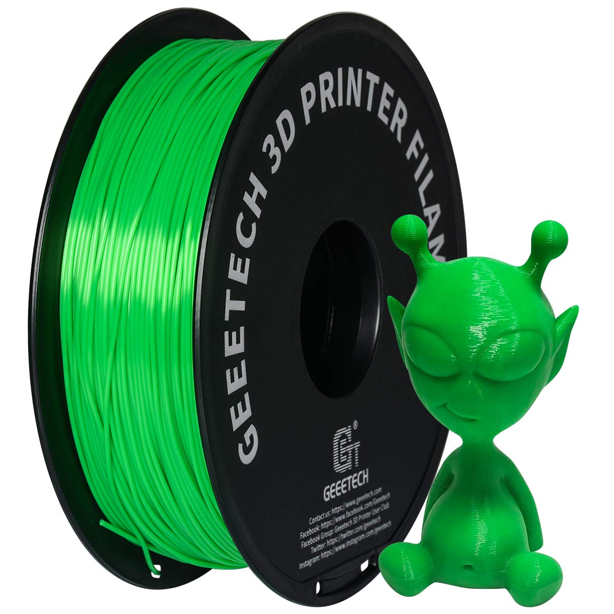 GEEETECH3D Filament, PLA Filament 1.75mm 1KG, Reliable 3D Printing Filament For 3D Printer, Color: Green