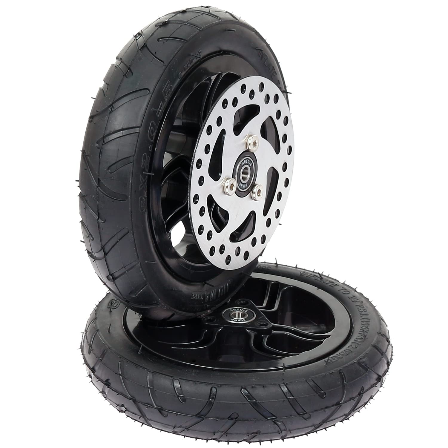 Lot De 2 Pneus 200mm Pour Trottinette – Avec Chambre à Air, Roulements ABEC-9, Entretoises, Pour City Roller