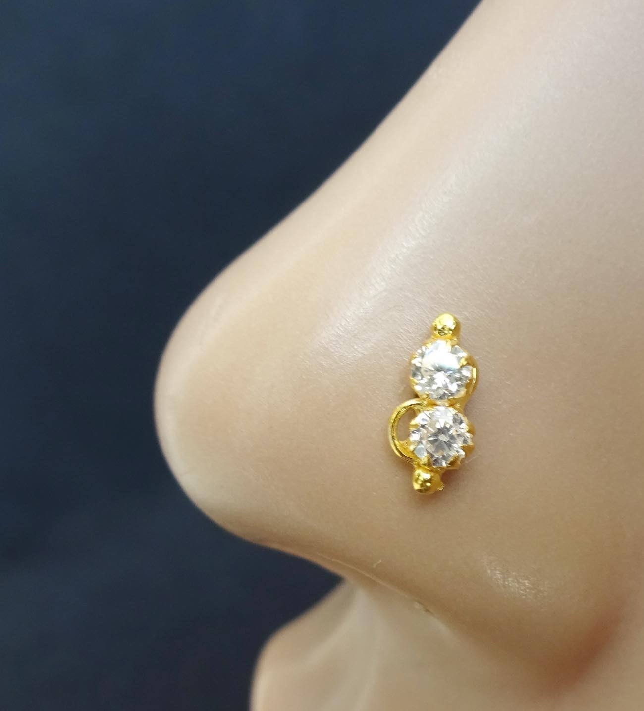 Indian Nose Stud Sterling Silver Nose Hoop Gold Nose Jewelry Indian Nose Ring CZ Diamond Nose Hoop