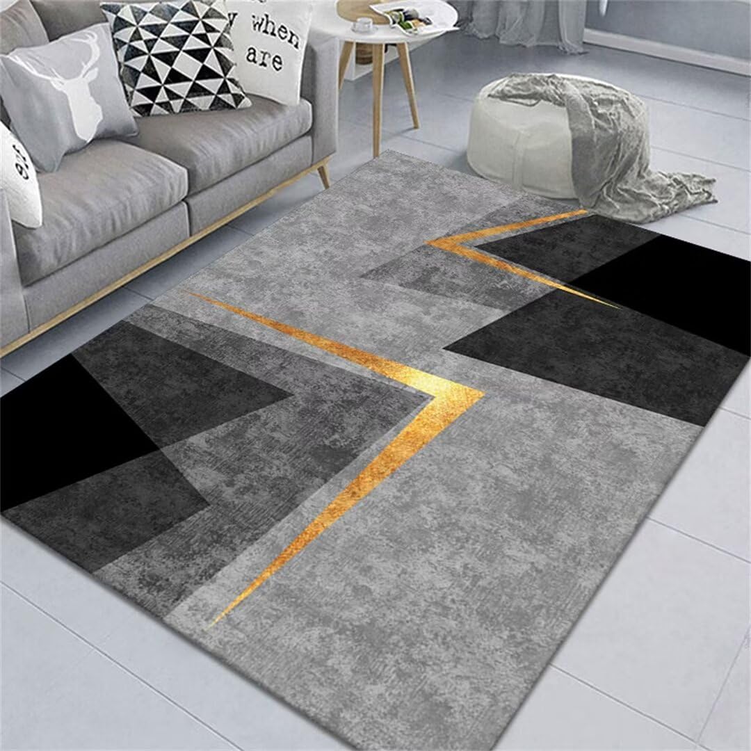 Tapis de couloir grand format gris 160x230cm moderne à motif rayé et entretien facile