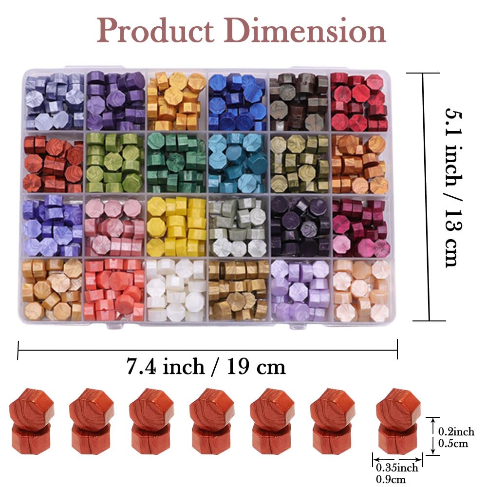 Ioggtser 24 Color Wax Seal Beads Kit with 600PCS Beads for Letter Sealing, 24 colors - Image 2