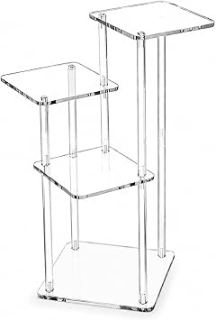 4 Tier Clear Acrylic Side Table, 11.8" W x 11.8" D x 23.6" H, Modern End Table for Living Room Bedroom, Space-Saving Plant Stand for Small Spaces, Holds up to 20 lbs Per Tier