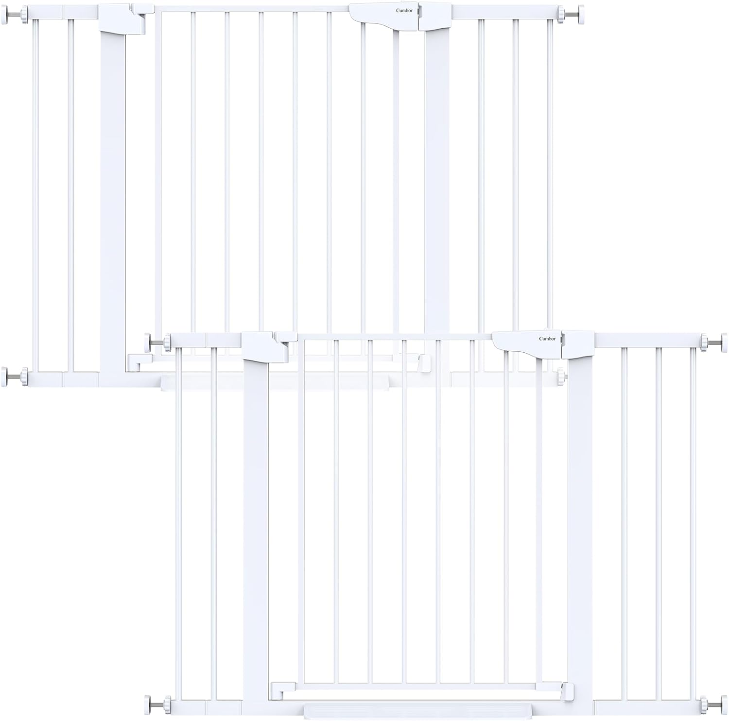 Cumbor 2 Pack 29.7-46" Baby Gate for Stairs, Mom's Choice Awards Winner-Auto Close Dog Gate for doorways, Easy Install Pressure Mounted Pet Gates indoor, Easy Walk Thru Wide Safety Gate for Dog, White White 29.7-46"W x 30.5"H (2 Pack )