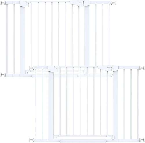 Miniatura 23 de Cumbor Puerta para bebés de 29.7 a 54.2 pulgadas de ancho para escaleras, puerta para perros con cierre automático de los premios Mom's Choice
