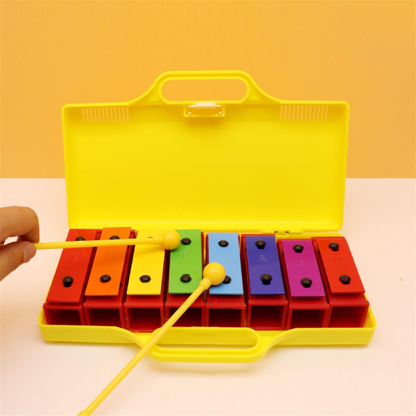Strumento musicale Glockenspiel con piastra in alluminio colorato a 8 toni con custodia in plastica Glockenspiel Strumento A Percussione