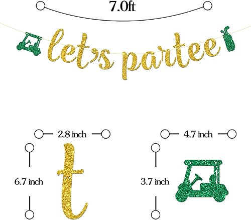 Miniatura 2 de Maicaiffe Cartel Let's Partee – Decoración de fiesta de cumpleaños temática de golf – Feliz jubilación – Decoración de fiesta de cumpleaños
