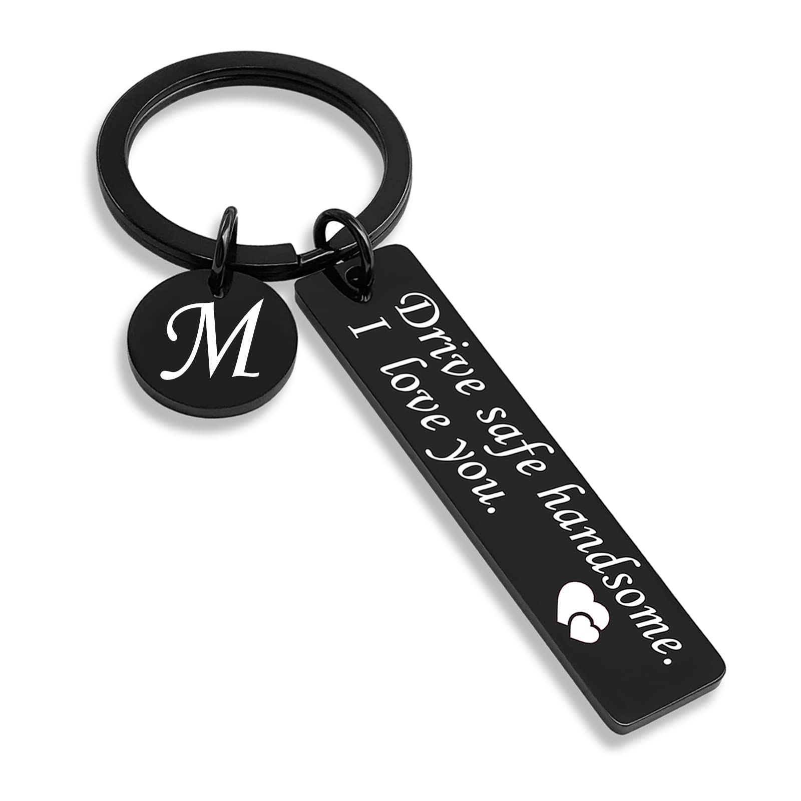 OUMILAN Drive Safe Keychain 26 Letters Keychain Gifts for Boyfriend Couple Husband Dad Birthday Valentines Day Gifts