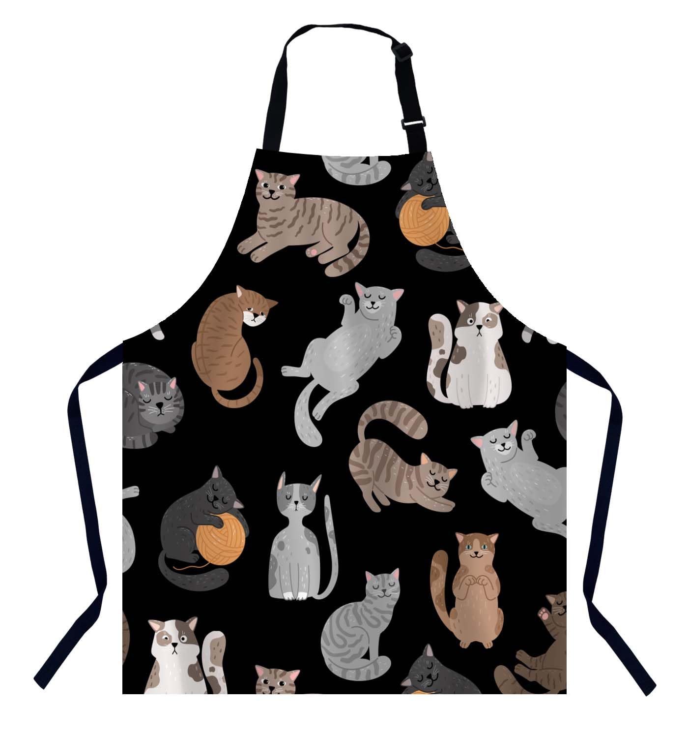 Bgbdeia Men's Cats Apron Adjustable Neck Bib Apron For Wo,Suitable For Kitchen Cooking Waitress Chef Apron