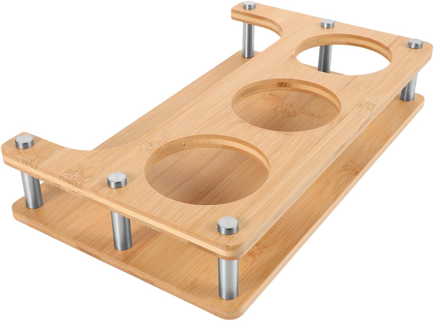 GARVALON Wooden Spice Rack Organizer with 3 Holes 8x8x8cm Multi-functional Countertop Seasoning Storage Rack for Salt Oil Vinegar Bottles Home Kitchen
