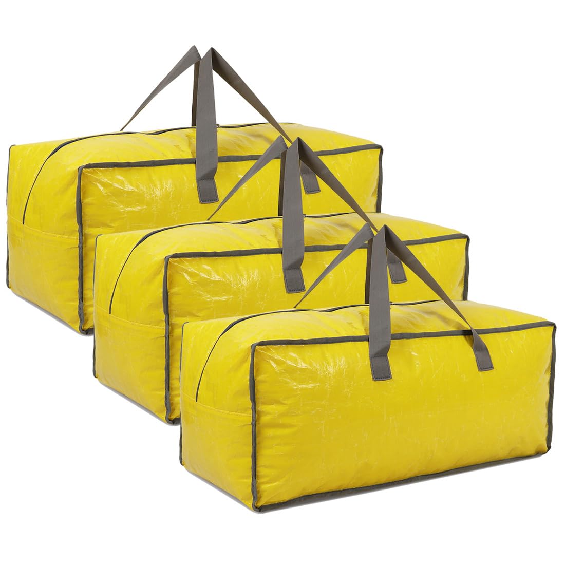 DOUBLE R BAGS Polypropylene Woven Large Storage Bag with Handle for Clothes, Blankets & Quilts | Transparent, Yellow, 73.6x30.4x30.4cm | 1 Compartment | Foldable Multipurpose Organizer (Pack of 3)-image-11