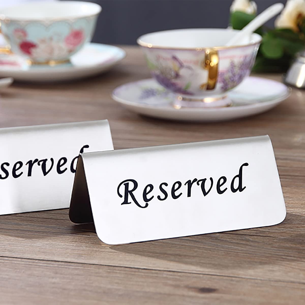 Tarjetas de ubicación, números de Mesa, letreros de Mesa reservados de Acero Inoxidable Plateados de 5.1 x 2.36 Pulgadas, Paquete de 10/20/50/100, 50 Unidades