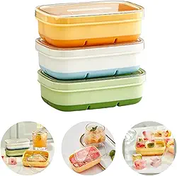 ECOODA Kit 3 Mini Formas Gelo Silicone com Tampa Tempero Papinha de Bebe 6 cubo