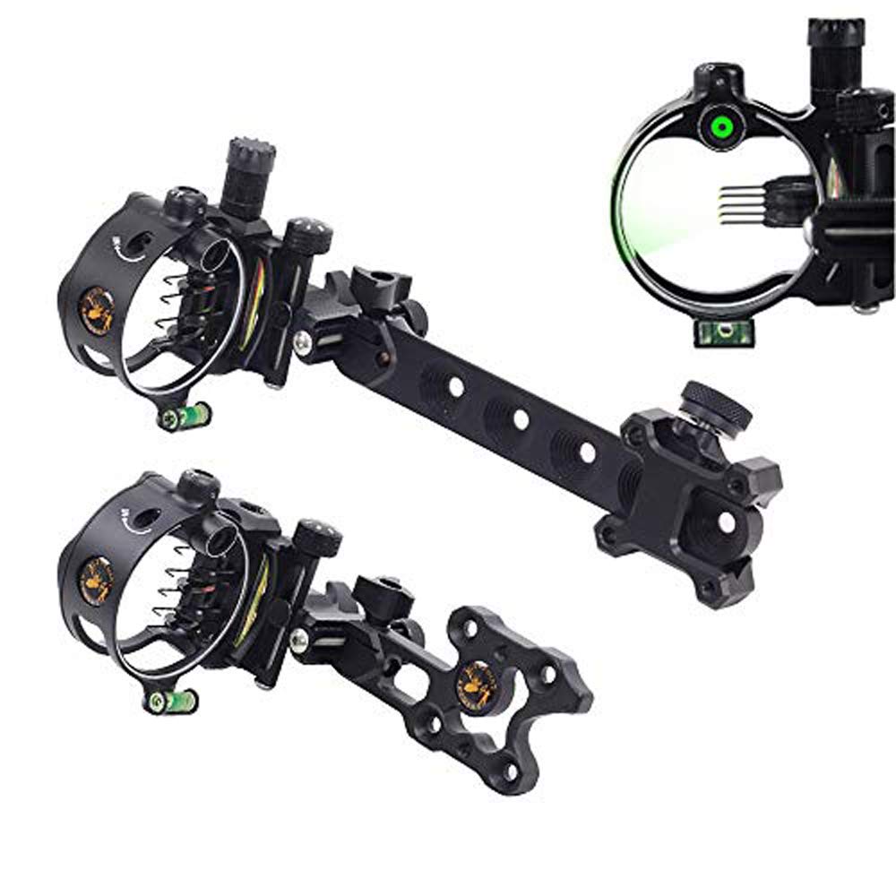 Archery Bow Sight 5 Pin 0.019 Optical Fiber Retinal Sight CNC Aluminum