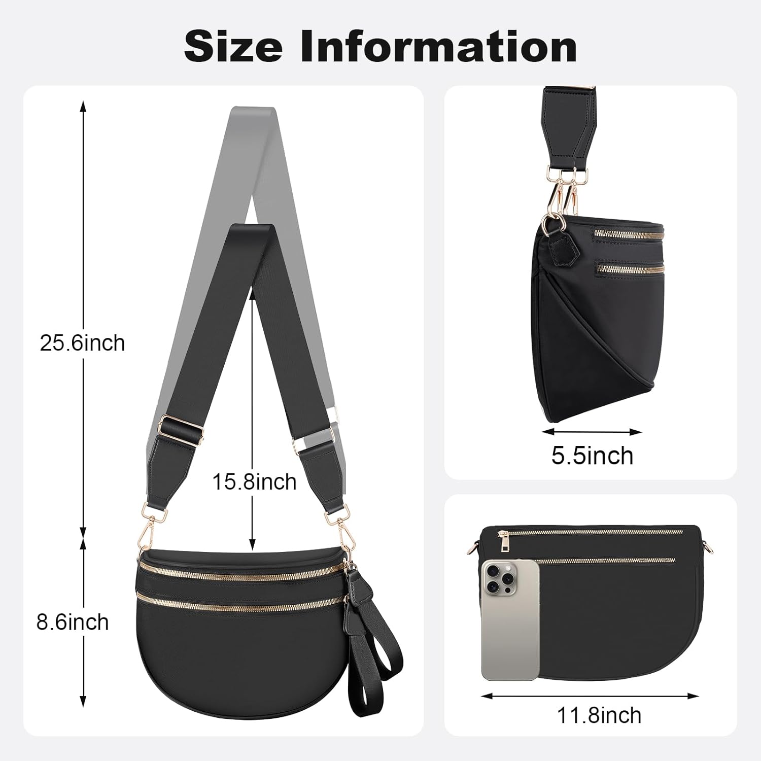 Bum Bag Checkered Crossbody Bag for Women, Nylon Bum Bags with Adjustable Strap Oversized Waist Purse Women's Large Fanny Pack - Image 6