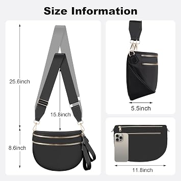 Bum Bag Checkered Crossbody Bag for Women, Nylon Bum Bags with Adjustable Strap Oversized Waist Purse Women's Large Fanny Pack