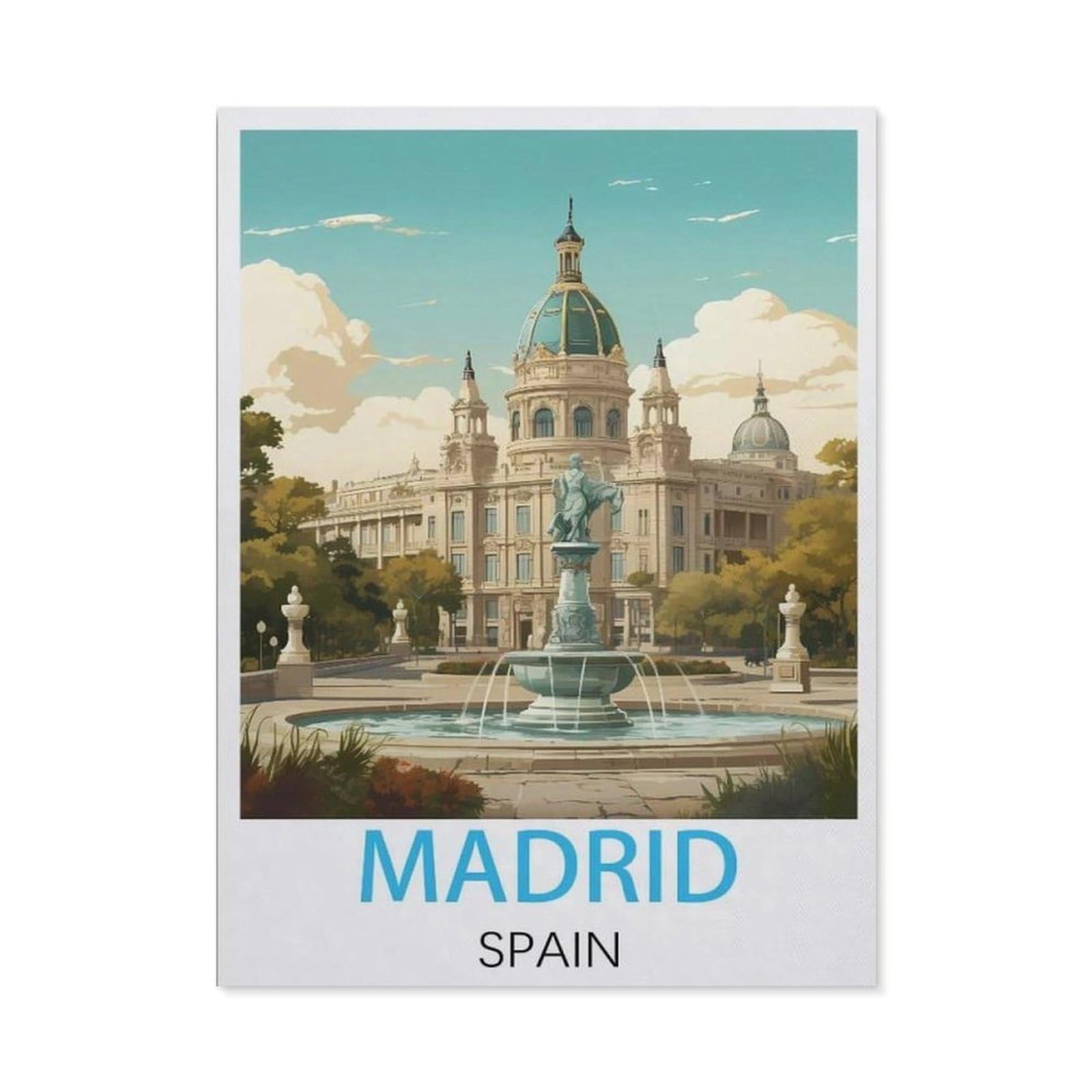 BEAYODKP 5D DIY Diamond Painting，Madrid Spain Vintage Travel Poster，Art Living Room Wall Decoration Gift（50 x 60 cm/19.68 x 23.62 inches）-BZ13