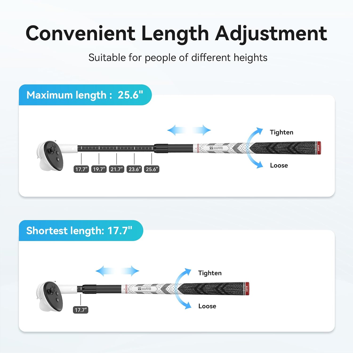 AMVR Golf Club Attachment Compatible with Meta/Oculus Quest 3S/Quest 3, Non-Slip VR Golf Handle Grip for Golf (Adjustable Golf Club)